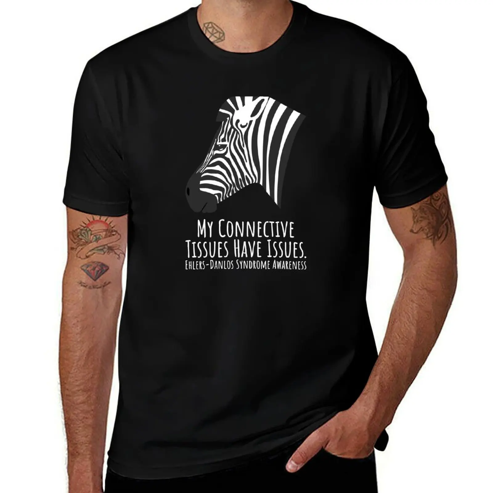 

Ehlers Danlos Awareness My Connective Tissues Zebra Light Text T-Shirt cotton t shirt pack man t shirts for men casual T-shirt