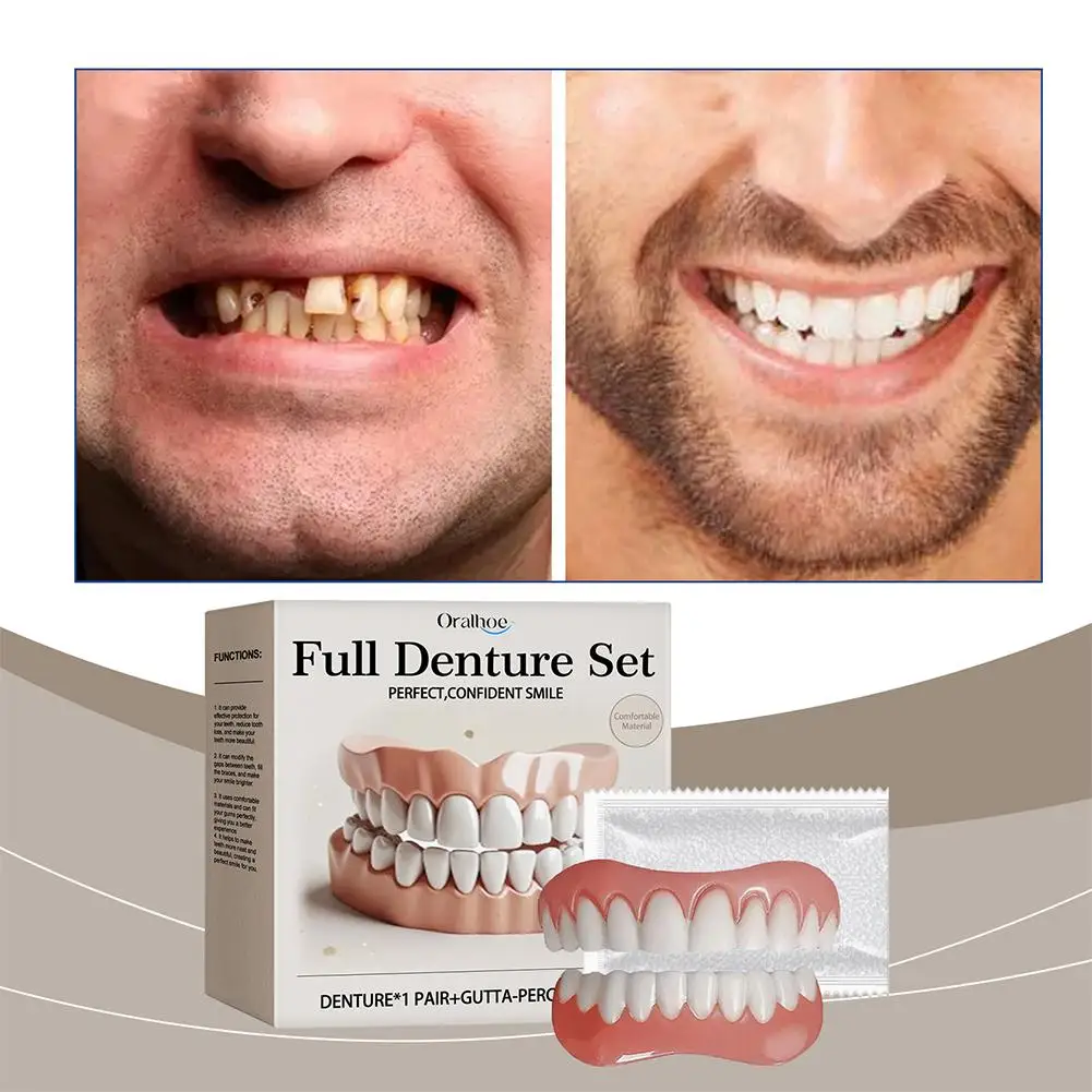 

Новые вставные зубы, силиконовые верхние и нижние виниры, идеальный силиконовый комплект для протезов, временный ортодонтический искусственный зуб, гигиена полости рта