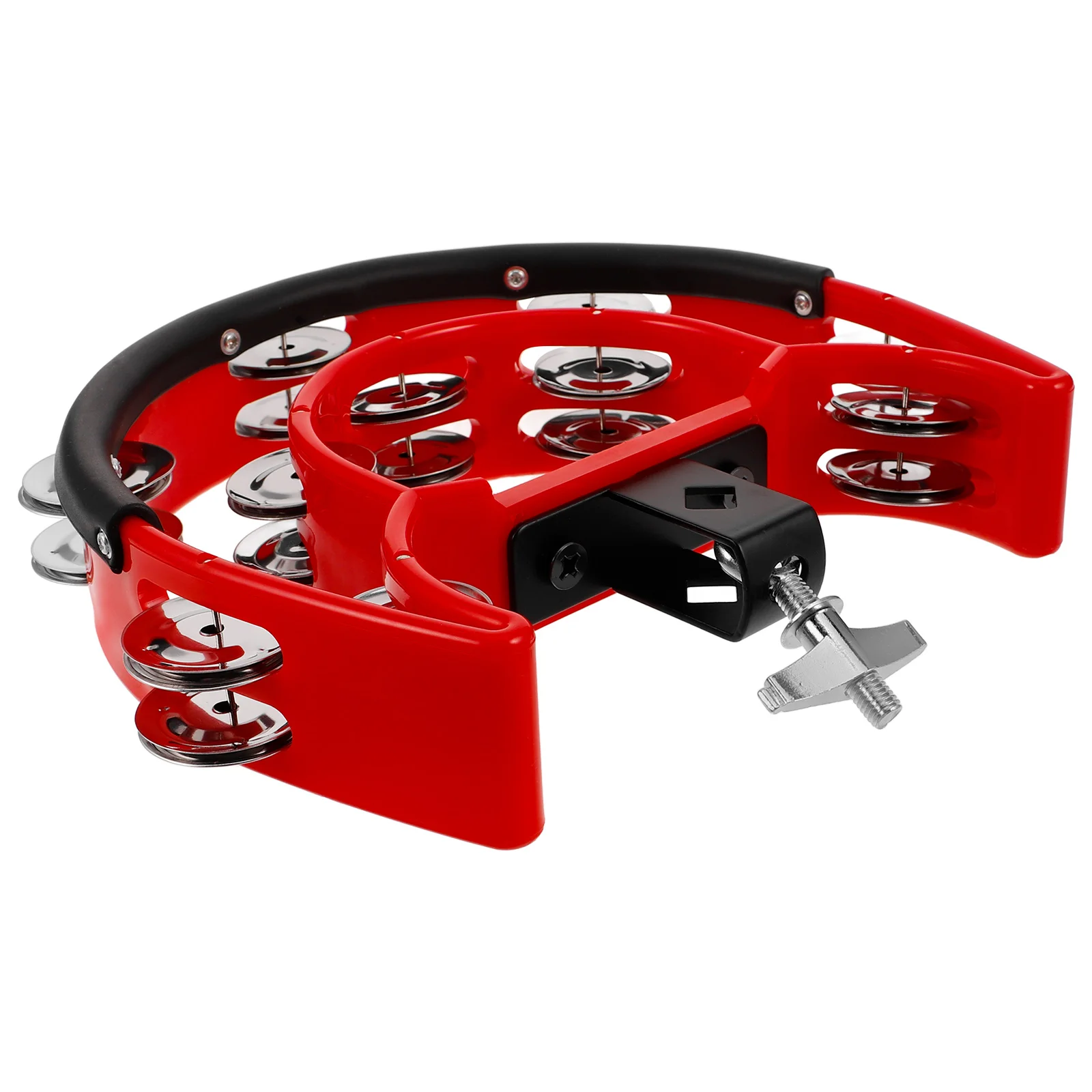 

Hihat Tambourine Double Row Metal Jingles Bright Sound Sturdy ABS Absorption Rubber Edging Clear Responsive