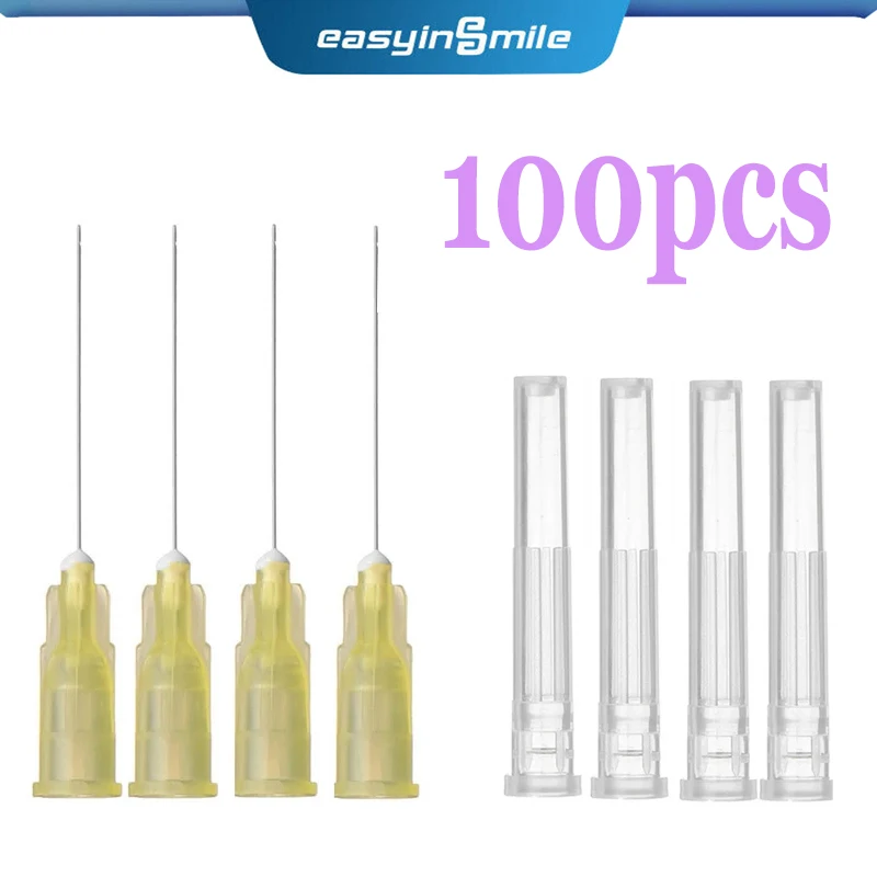 

100PCS Dental Endo Irrigation Syringes Needle Tip End-Closed Side Hole Plastic 23/27/30GA Root Canal Washing