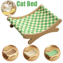 Pet Summer Rocking Chairs Beds Wood Canvas Cat Lounge Bed for Small Dogs Cats Stable Support for Indoor Pet Supplies Cat House