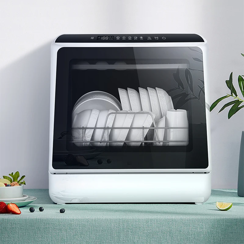 900W Dishwasher 5L Automatic Household Free Installation Desktop Small Sterilization Drying Dishwasher 6 Sets of Utensils