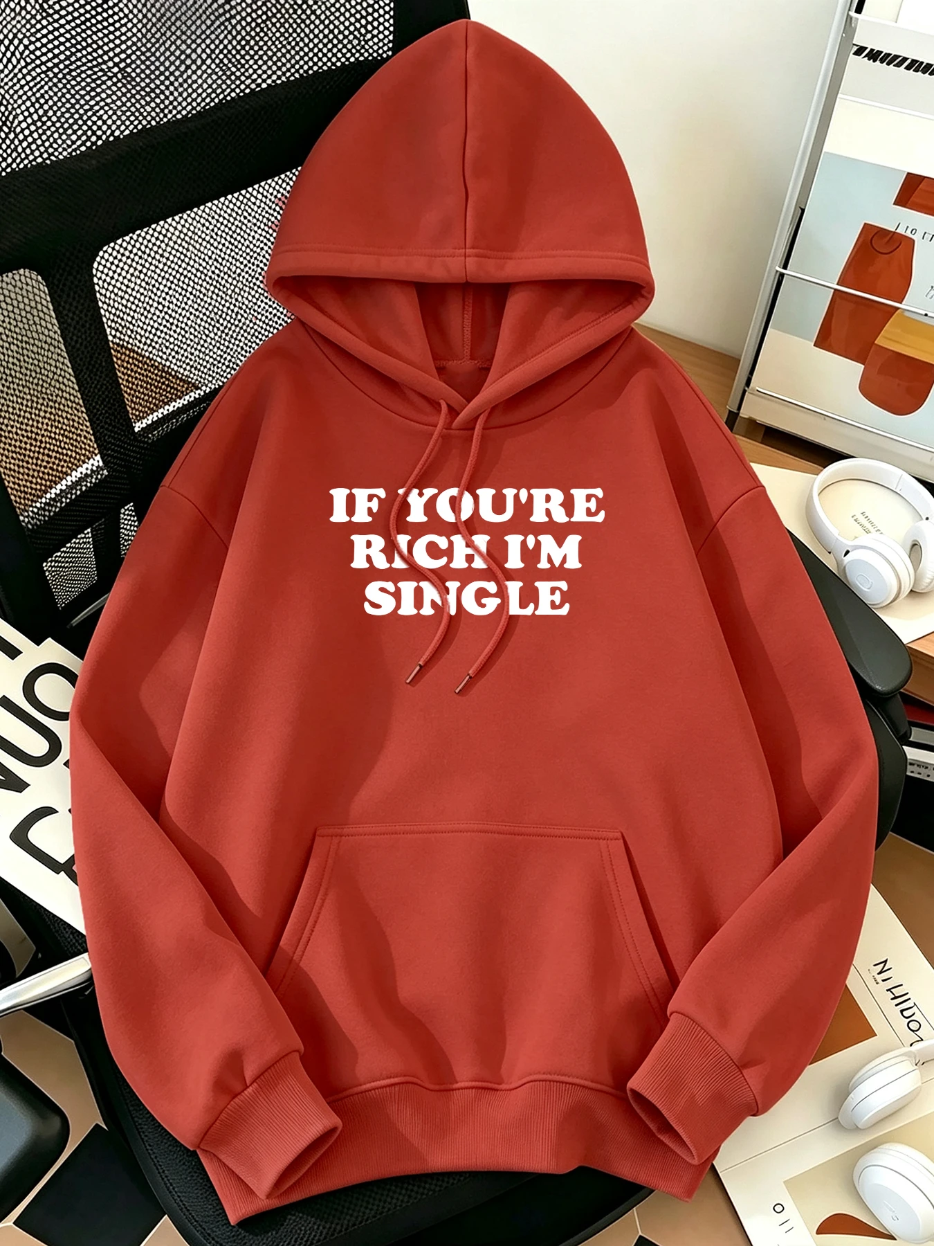 If You'Re Rich I'M Single Pattern S-2Xl Loose Clothes Womens Oversized Casual Hoodies Y2K All-Match Tops Sports Hip Hop Hoodie