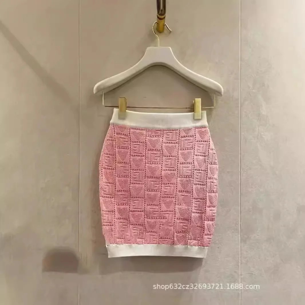 Süße Kontrast farbe Liebe hohl rosa gestrickte Strickjacke Frauen Herbst neue hohe Taille kurzen Minirock 2-teiliges Set