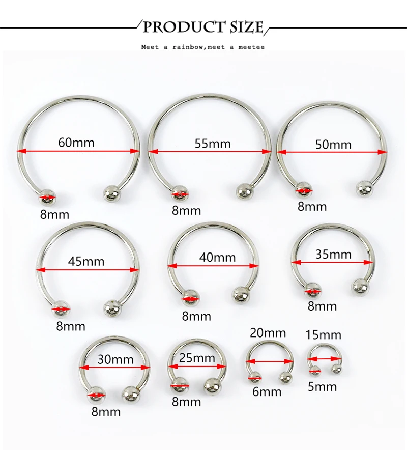 Meetee 15–60 mm U-förmige Ringschnalle, doppelköpfige Schraube, Metallschnallen, Kragen, Badebekleidung, dekorativer Verschluss, Schuhhaken, Nähzubehör – Detail 8