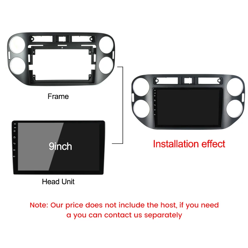 For 9inch Host Unit Car Radio Fascia Frame For Volkswagen VW Tiguan 1 NF 2006-2016 With Cable CANBUS BOX Dash Fitting Panel Kit