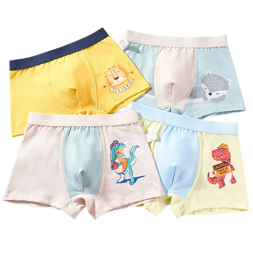 Boy Cartoon Boxers Kids Short Quality Cotton Panties Children Underpants Size 90-150 Dinosaur Anime Design Cute Boxers 4pcs/Lot