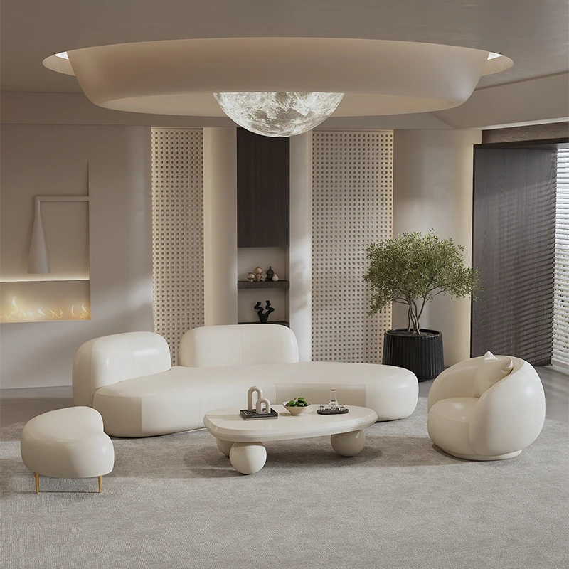 

#Minimalist Cream-Style Modular Sponge-Filled Sectional Sofa Set Stainless Steel Legs Small Apartment Villa LivingRoom Warehouse