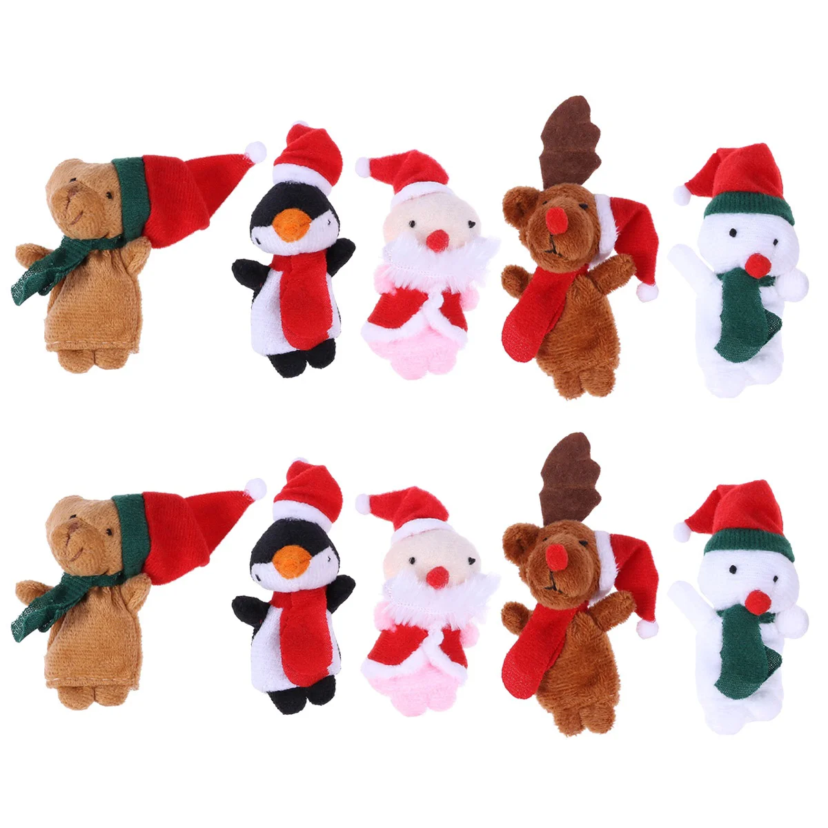 10 Pcs Puzzle Baby Plush Figure Toys Santa Clause Finger Puppet Storytime Puppets Christmas