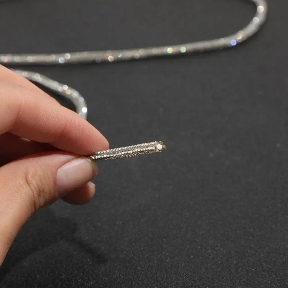 

2 Yards Universal Shiny Rhinestones Round Cord Crystal Bling Drawstring Trimming String Material Decor Bag Strap