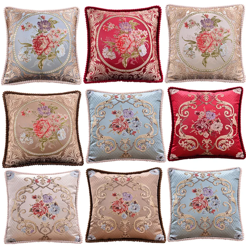 Nordic Yarn-dyed Jacquard Pillow Cover European Style Rolled Edge Home Living Room Sofa Pillow Decorative Cushion Cover