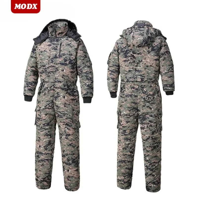 Men Winter Thicken One-piece Workwear Windproof Waterproof Tactics Cotton Jumpsuit Warehouse Cold Storage Protective Clothing