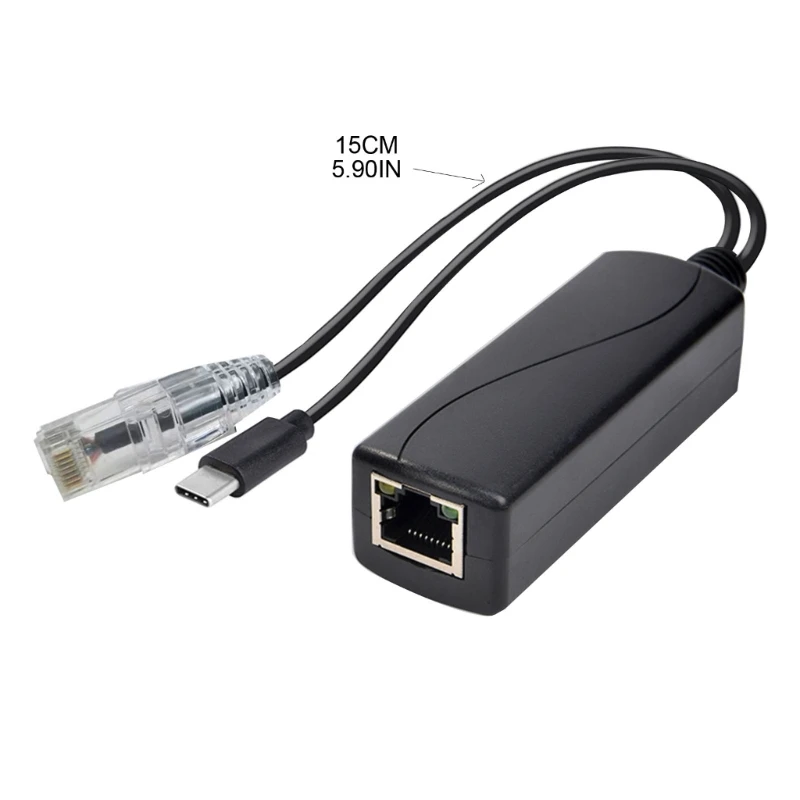 Divisor PoE duradero 1000M Power Over Ethernets Splitter adaptador para cámara de seguridad tipo-c/DCPlug/Micro USB Splitter