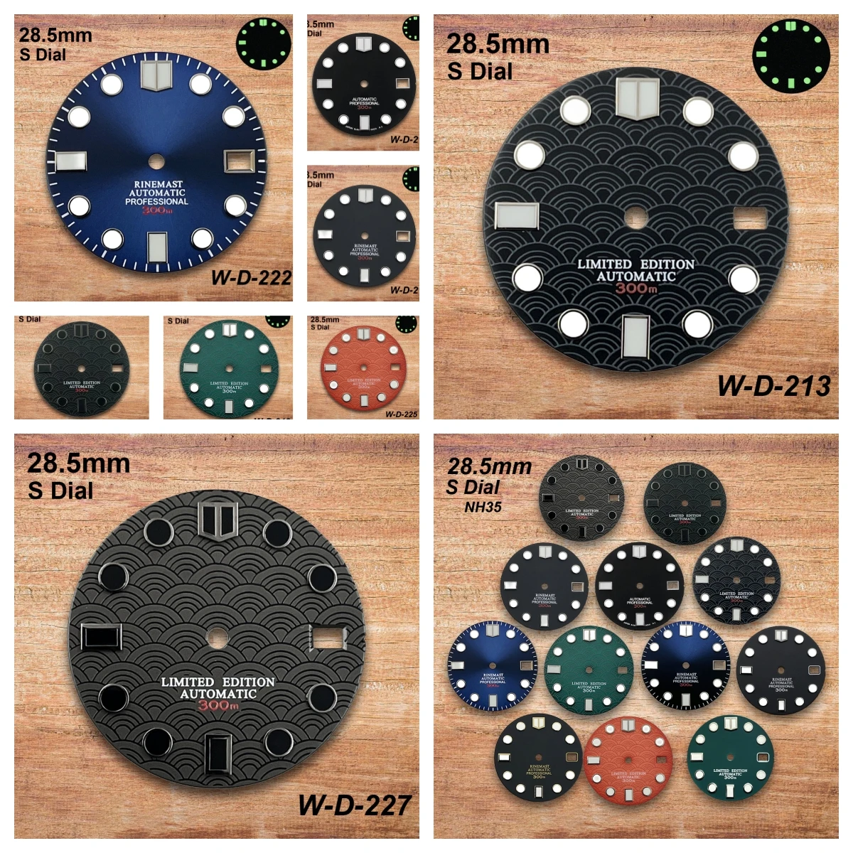 

28.5mm S Logo Scale DIal Suitable For NH35/NH36 Movement Green/No Luminous Quality Watch Modification Accessories﻿