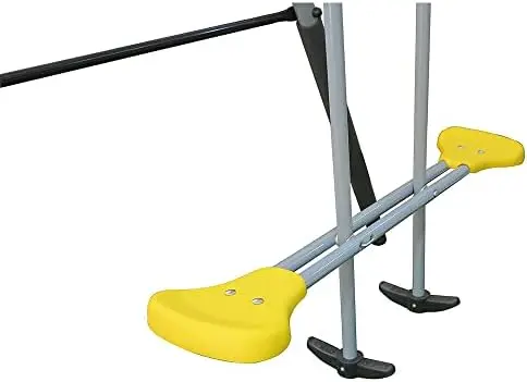 Sun Playground Metal A Fe Kids Swing Set with Outdoor Backyard Playset with Slide, See Saw, Glider, and Swings, Yellow