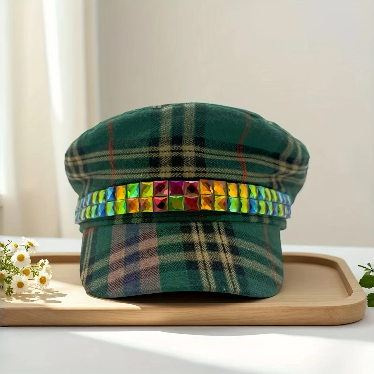 HongLuan zoet geruit patroon baret en krantenjongenspet vrouw, cosplay vrouwelijke accessoires