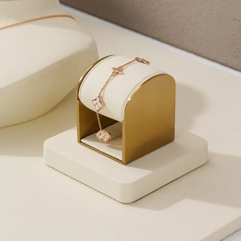 Oirlv Beige Jewelry Display Set Shop Cabinet Display Props for Necklace Display Bust Watch Ring Earrings Bangle Decoration Rack image 3