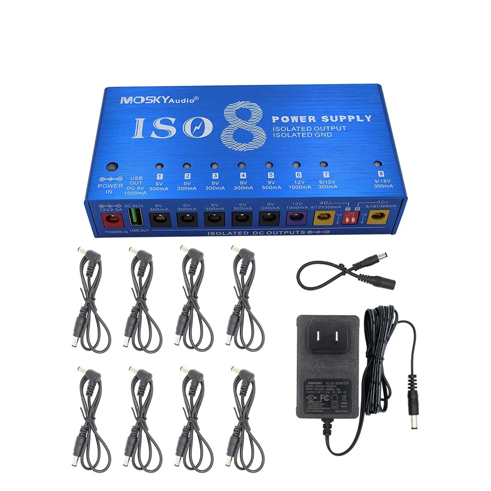 Guitar Effect Pedals Board Power Supply MOSKYAUDIO Isolate 8Power Supply Fully Isolated 8-Way Guitar Accessories