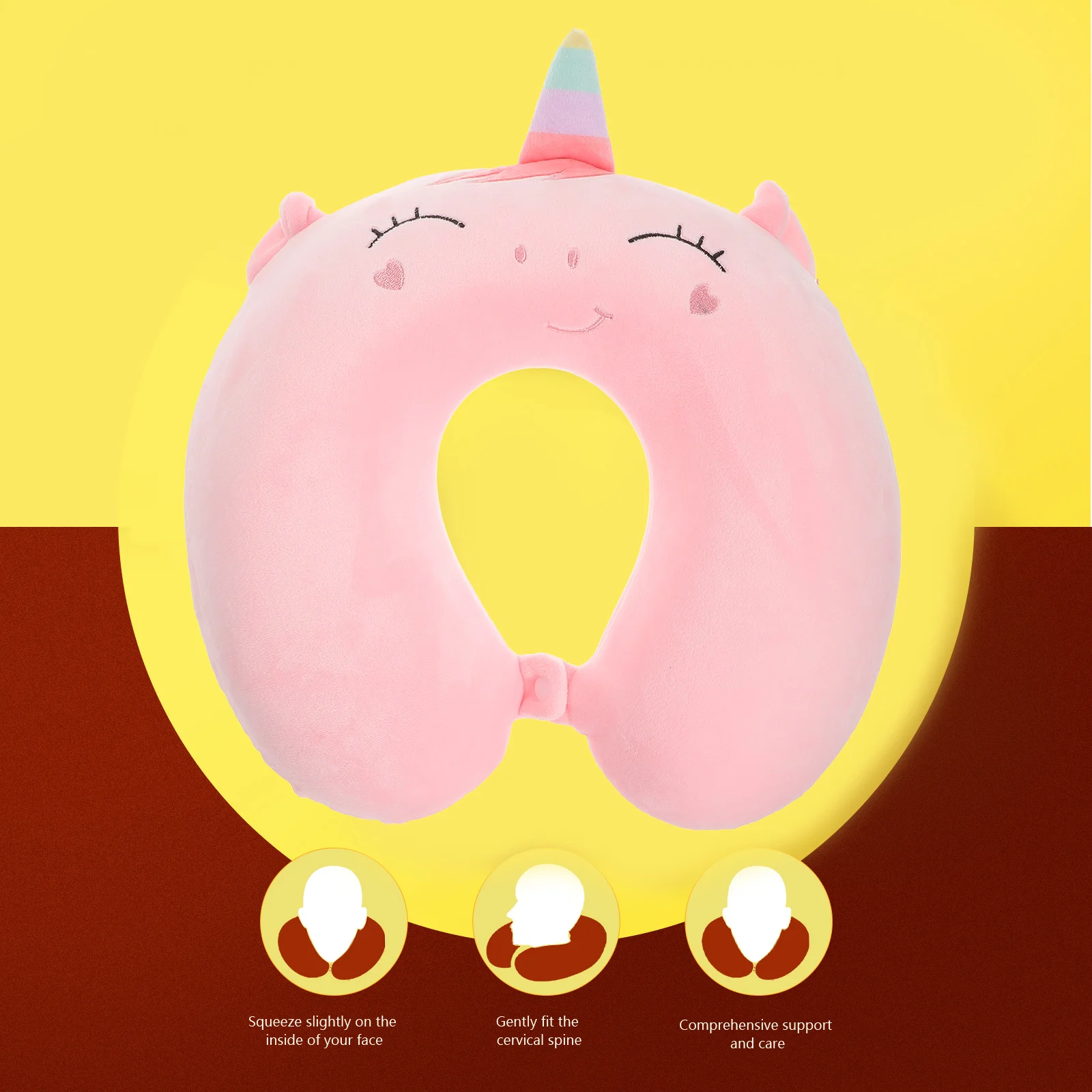 1 pz cuscino di supporto per il collo a forma di U cartone animato morbido cuscino da viaggio sollievo dal dolore al collo per bambini confortevole