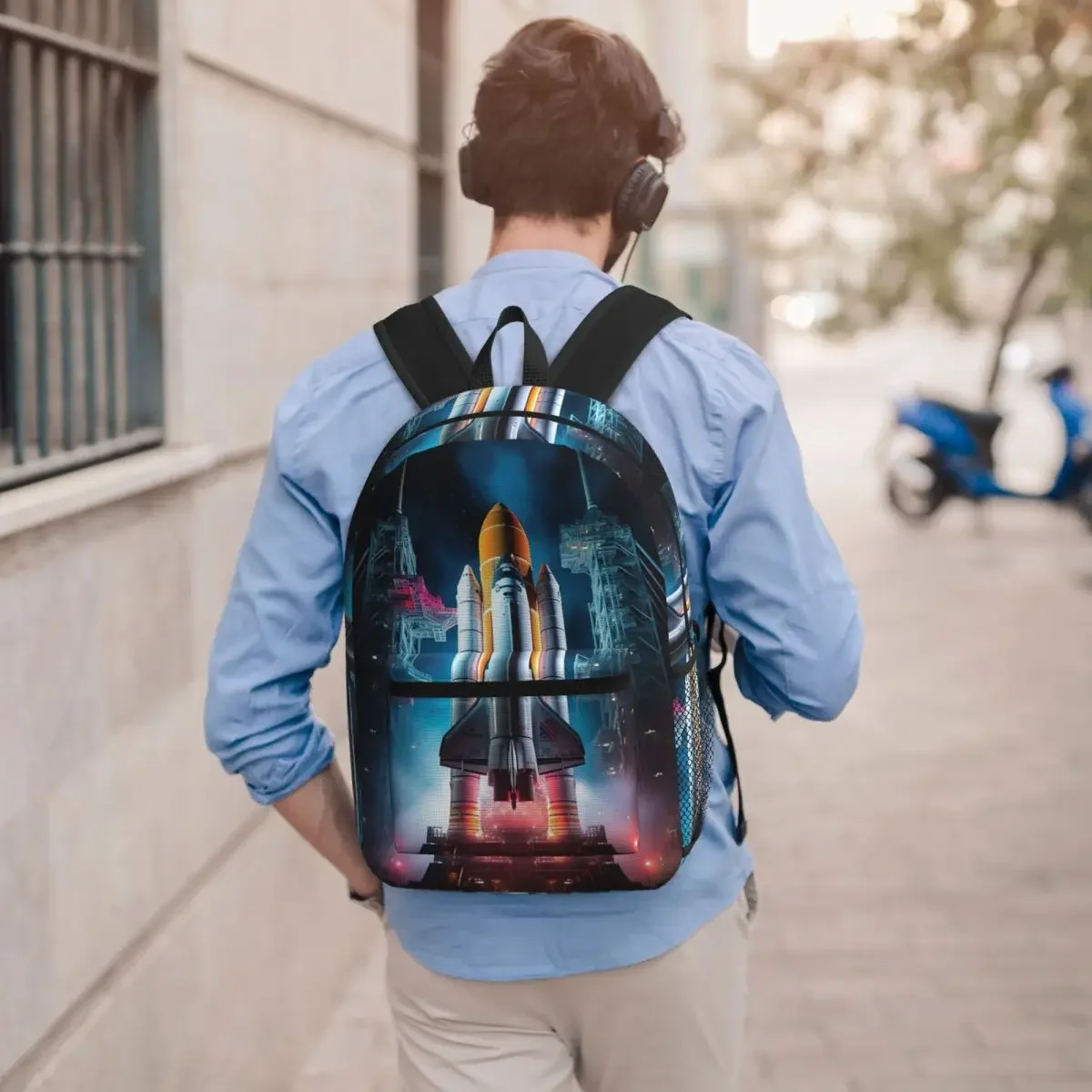 Space Shuttle Rocket Student Backpack School Bag Hiking Travel Daypack for Boys Girls Bookbag Shoulder Bags