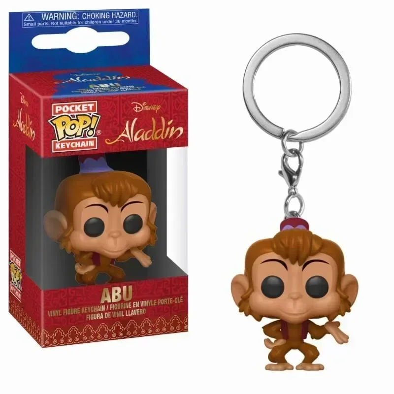 NEW FUNKO POP Disney Pocket Pop Keychain JASMIN Aladdin & Genie Abu Vinyl Figures Princess Keychain Toy Collection Model Toys - Image 3