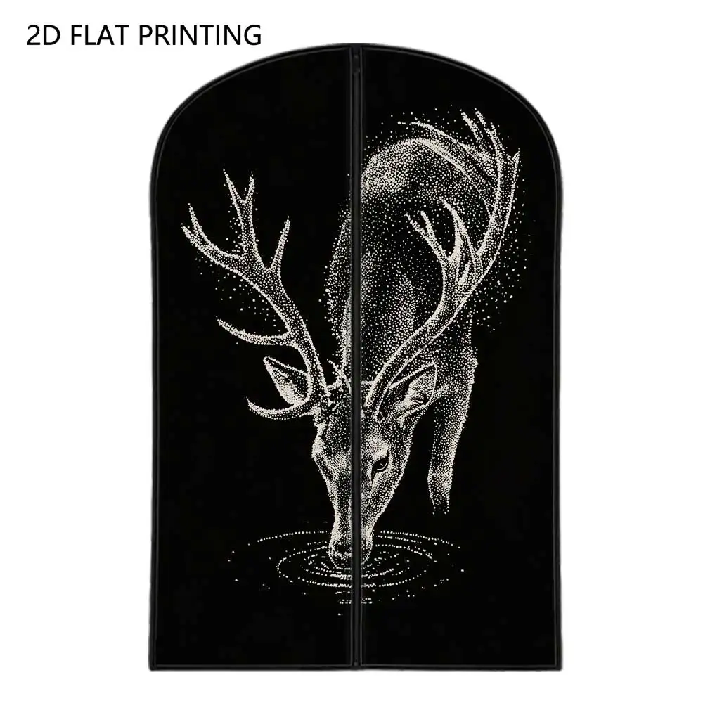 1pc Glowing Deer Compressed Dust Cover Clothes Compression Hanging Storage Bag Household Wardrobe Organizer