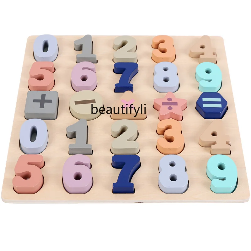 Puzzles en bois en forme d'alphabet pour enfants, chiffres, jouets pour la maternelle