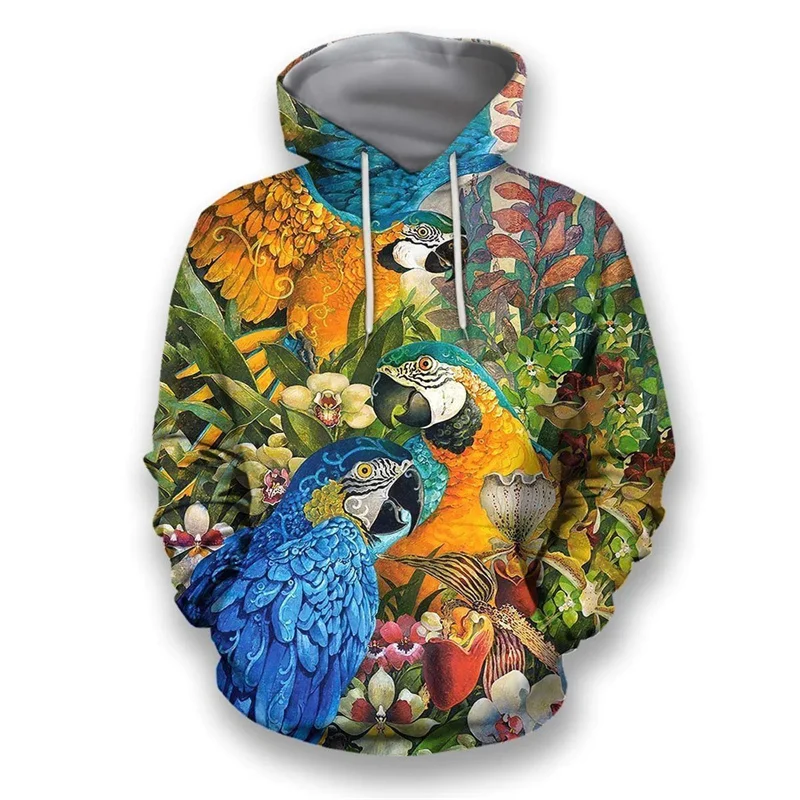 Bird Pigeon Hunting Pattern Hoodie For Men Duck Animal 3D Print Long Sleeve Autumn Casual Pullover Tops Hoodies Loose Sweatshirt