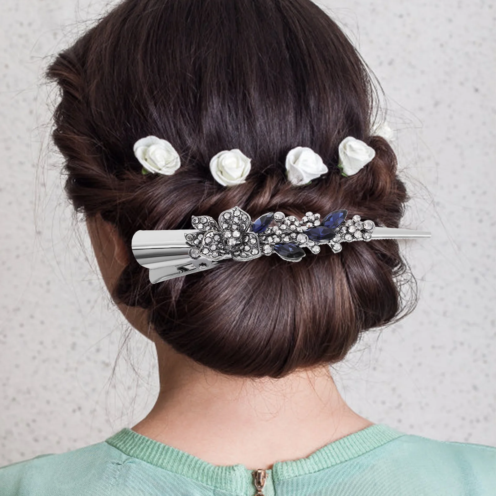 

Alligator Hair Clip Rhinestone Large Shiny Metal Clip for Styling Party Date Work Decorative Sparkling Hair Barrettes