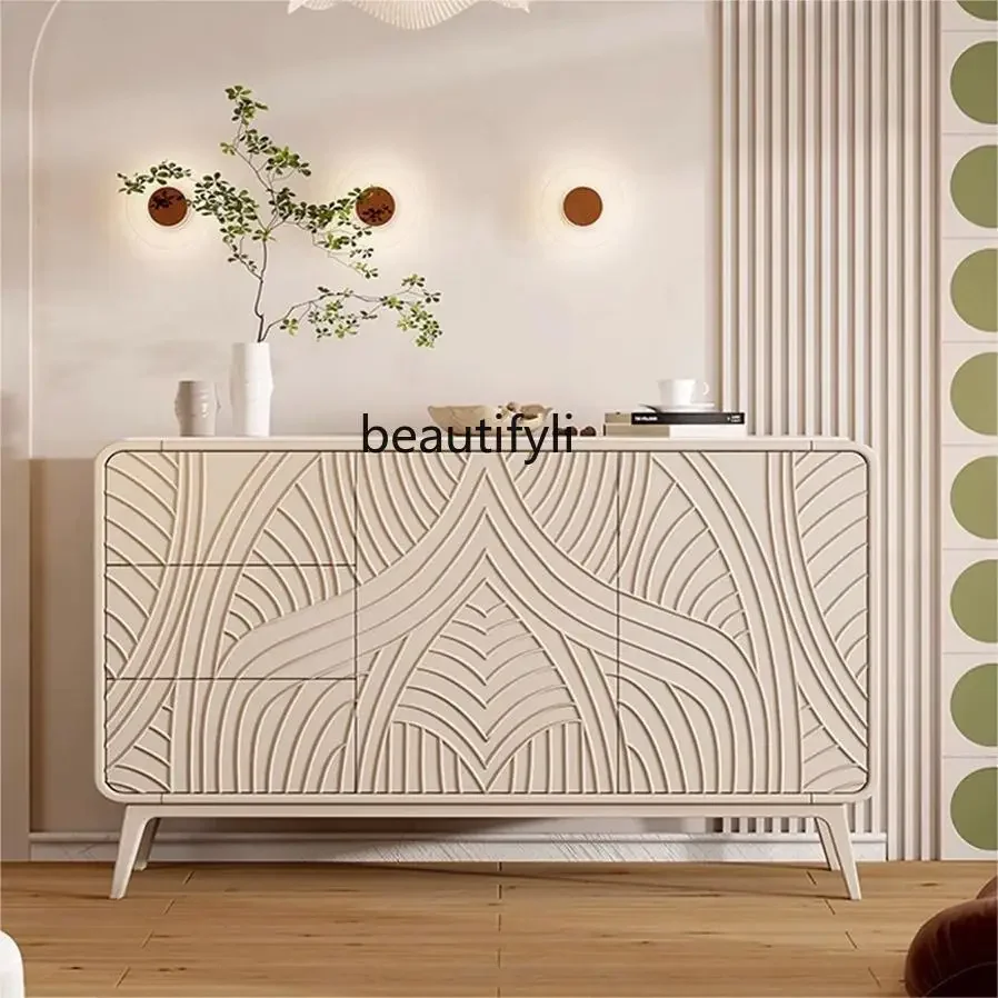 Italian light luxury bucket cabinet  cream secret cabinet  modern simple  living room rock slab decoration  wall storage