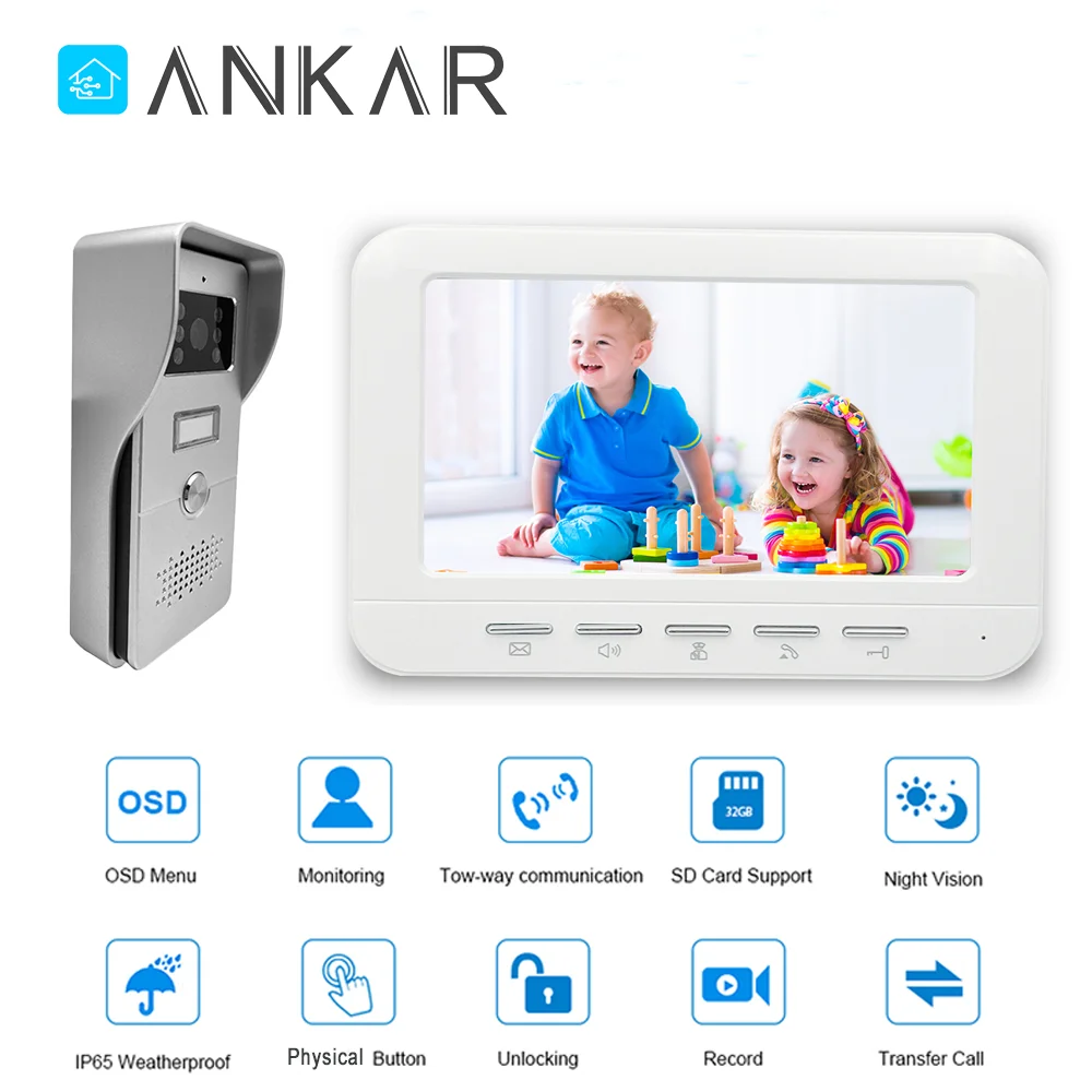 Ankartech 4 Wire Video Deur Telefoon Ondersteuning Intercom Deurslot Afstandsbediening Release Universele Home Intercom