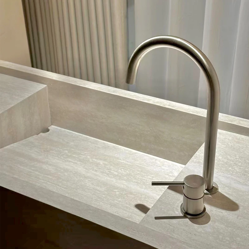 Bathroom all copper minimalist brushed silver kitchen basin split faucet hot and cold gray faucet