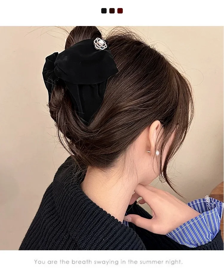 Damen-Dreiecksclip aus Wildleder mit Metall-Rosettenverschluss – eleganter Pferdeschwanz-Clip für den Alltag/Party – Detail 3