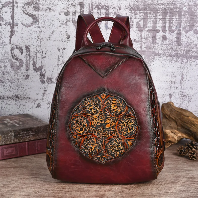 2024 nuovo zaino da donna per donna borsa in pelle Vintage goffrato Feminina zaini borse da viaggio da donna fatte a mano 9 colori