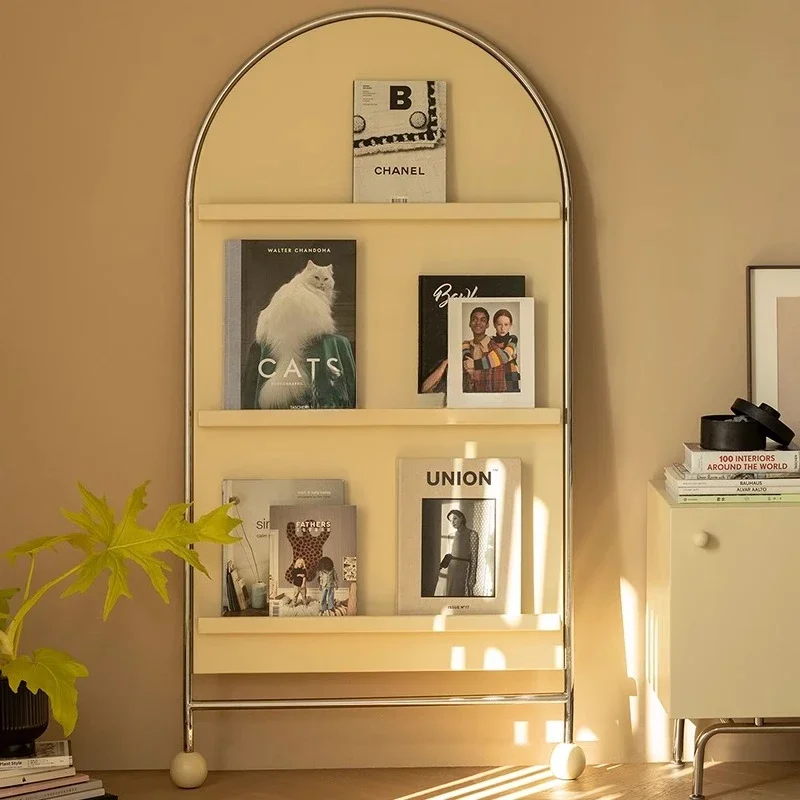 Medieval book and newspaper shelf Floor ins Newspaper shelf Internet celebrity magazine promotional shelf Book display