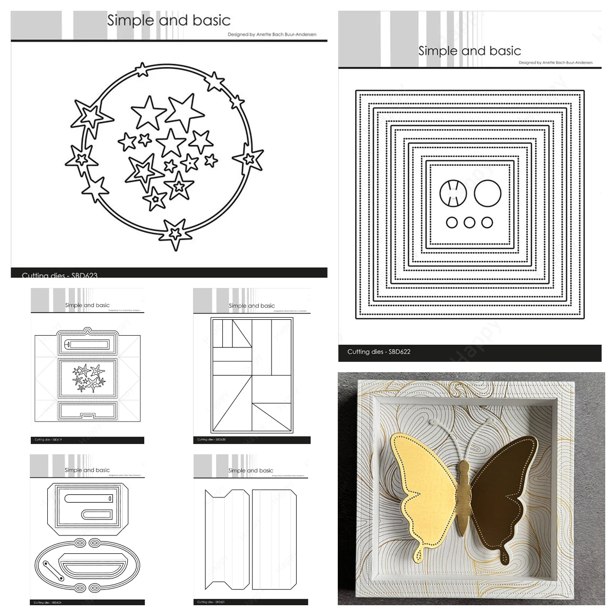 

Frames for Shawdow Box A6 Envelope Card Metal Cutting Dies Ring with Stars Craft Stencils Templates Scrapbooking Embossing