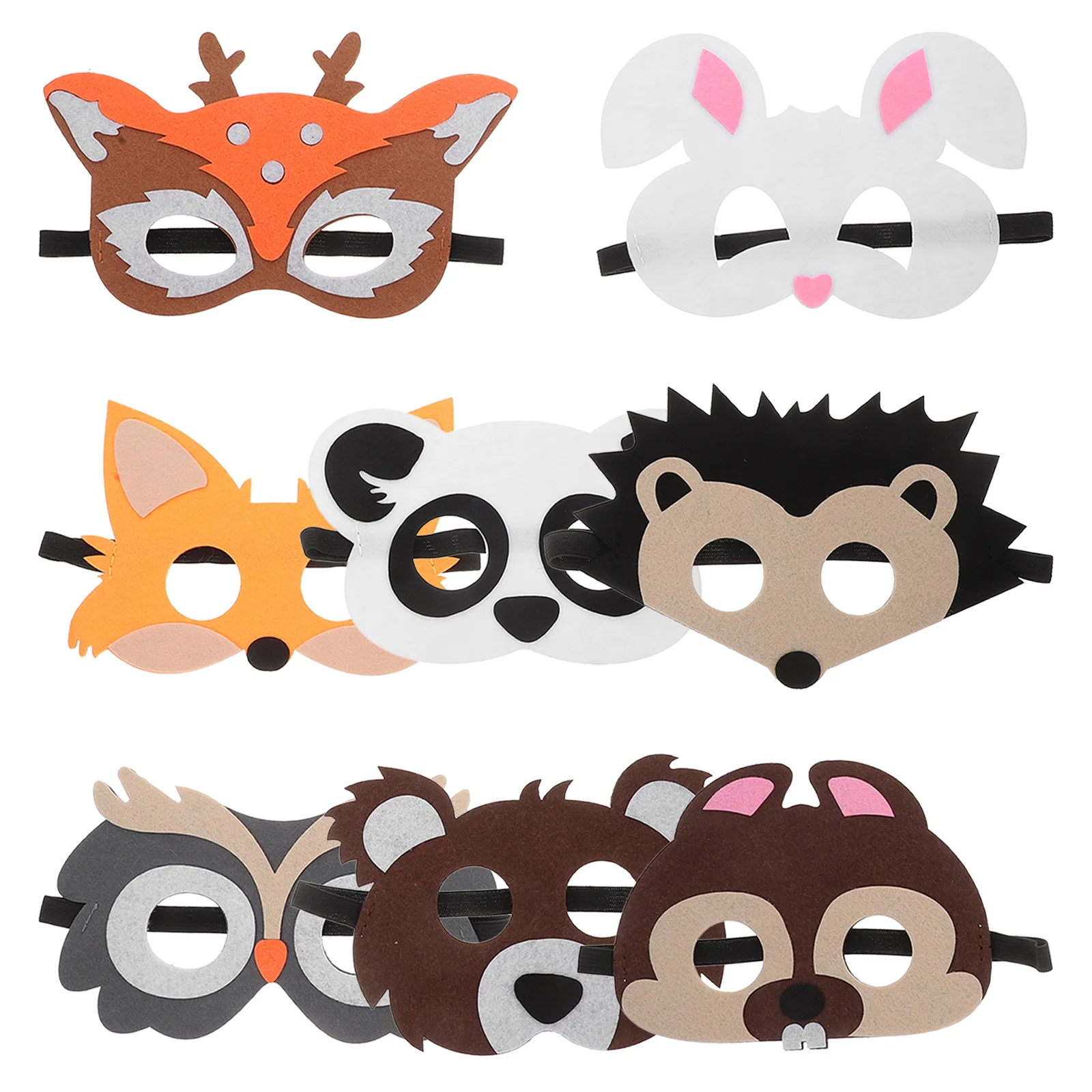 8 Uds. Máscara de fieltro de animales máscaras decorativas maquillaje divertido dibujos animados Halloween Adorable accesorio de tela vívido