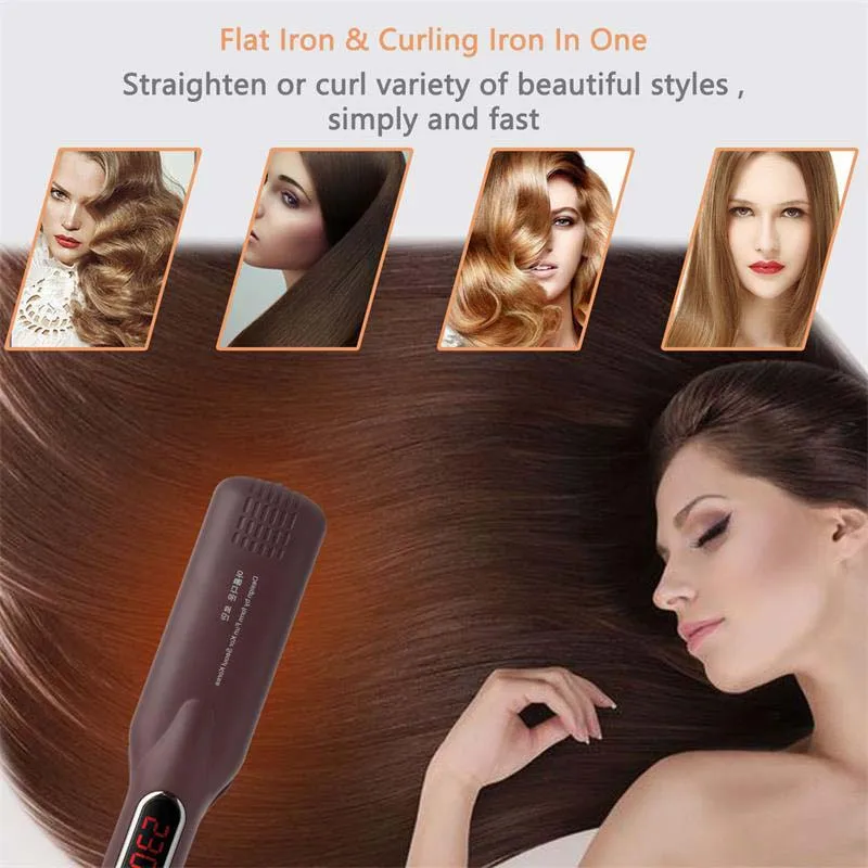 2-in-1 High Quality Ceramic Digital Hair Straightener Fast Heating Electric Folding Iron for Straightening Hair & Beards