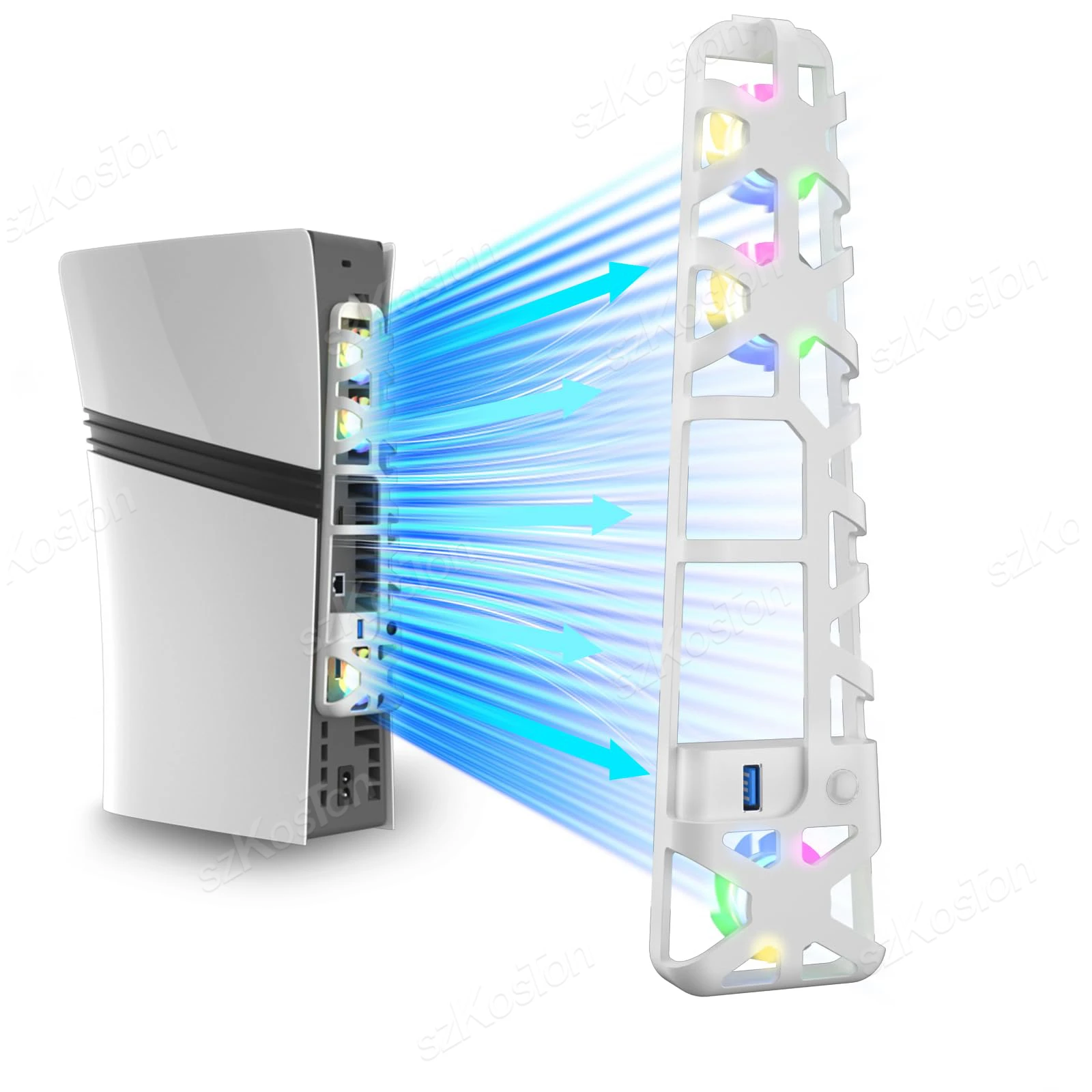 voor PS5 Pro Consoles Koelventilator Smart Sensing Temperatuurregelfunctie met RGB-verlichting USB 3.0-poort Gaming-accessoires