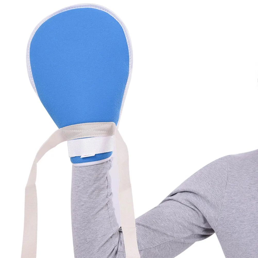 

2 шт., медицинские ограничительные перчатки, синие, для пожилых людей, предотвращающие повреждение пальца, регулируемая широкая пряжка на запястье, составной тканевый уход за здоровьем