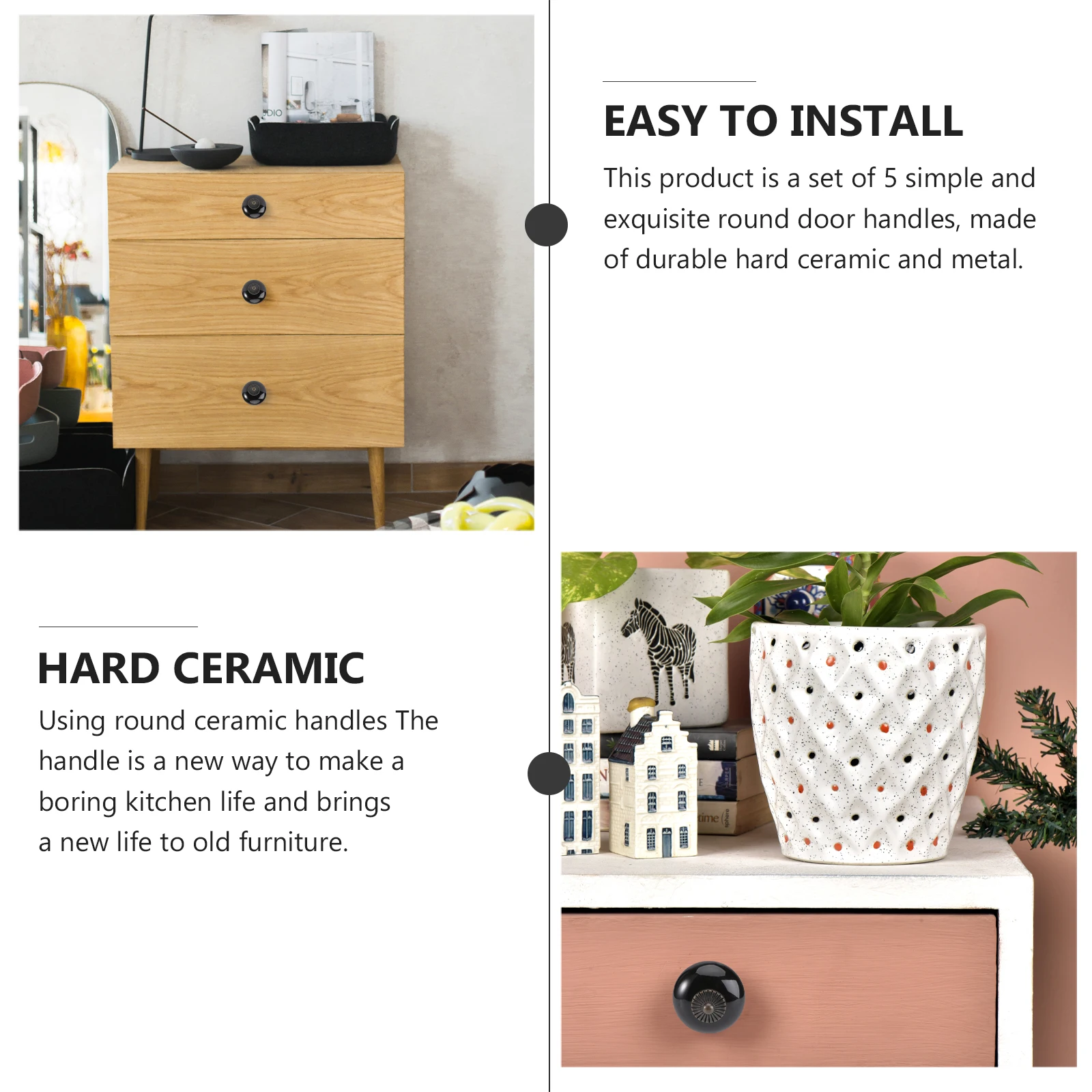 5 قطعة 38 مللي متر مقابض سيراميك بيضاء مستديرة مقابض سحب عملية لخزانة درج بن خزانة سهلة التركيب برغي معدني