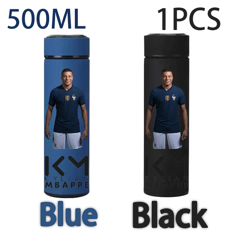 Kylian Mbappe 500ML roestvrij staal geïsoleerde beker blauwzwart voetbalster perifere waterbeker MBAPPE kinderen volwassen drinkbeker