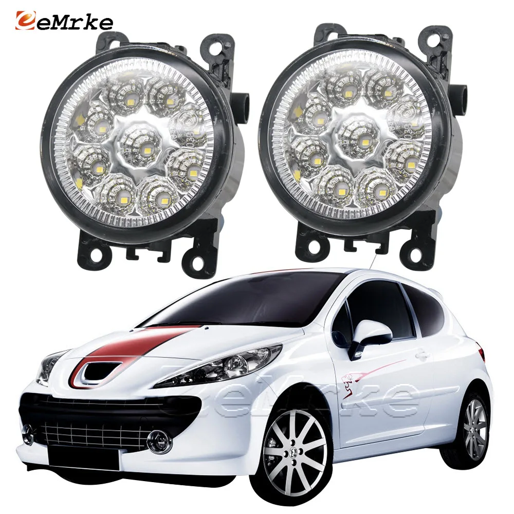 

2PCS Car Styling 9-Pieces LED Fog Light Lamp for Peugeot 207 2006 2007 2008 2009 H11 12V Halogen Fog Lights DRL