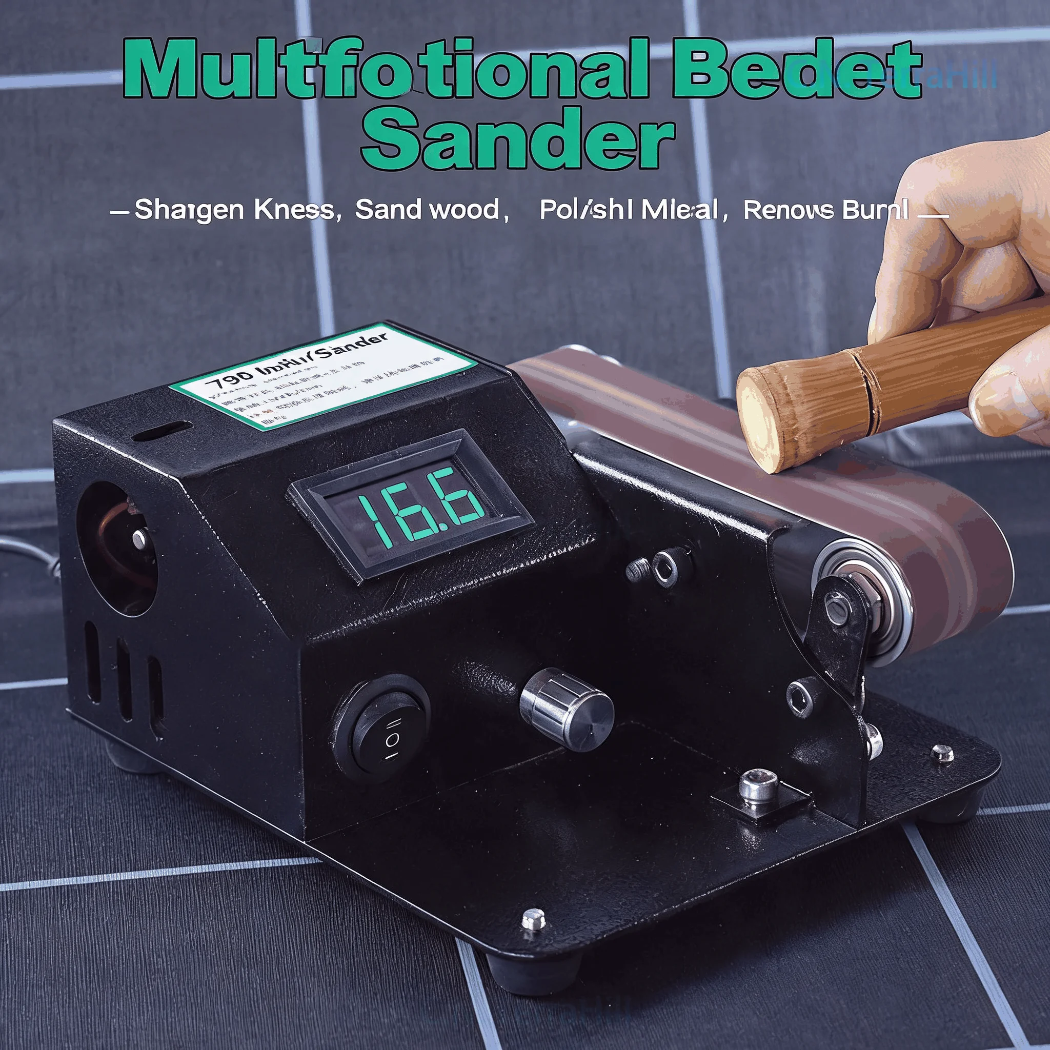 Electric Belt Sander Polishing Machine Small Household DIY Grinder Sharpener with Sanding Belts