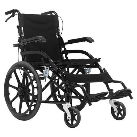 Wheelchair with Armrests Foldable Manual Lightweight Portable Wheelchair for Home Hospital Nursing Patient Disabled Elderly Use