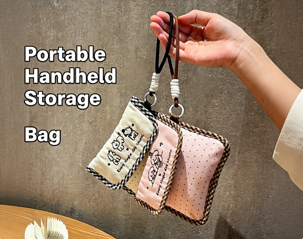 Cute Embroidered Puppy Coin Purse for Women Multi-color Portable Handheld Large-Capacity Sanitary Pad Carry-On Storage Pouch