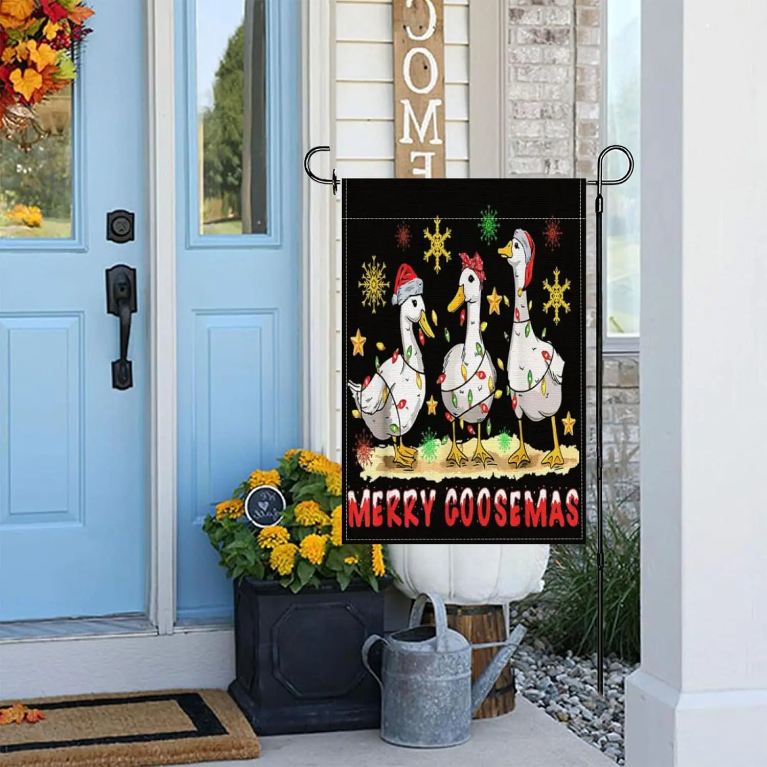 Merry Goosmas Funny Christmas Goose Parade Garden Flags,Double Sided Yard Flag Tapestry for Holiday Outdoor All Seasons 12x1 yyi