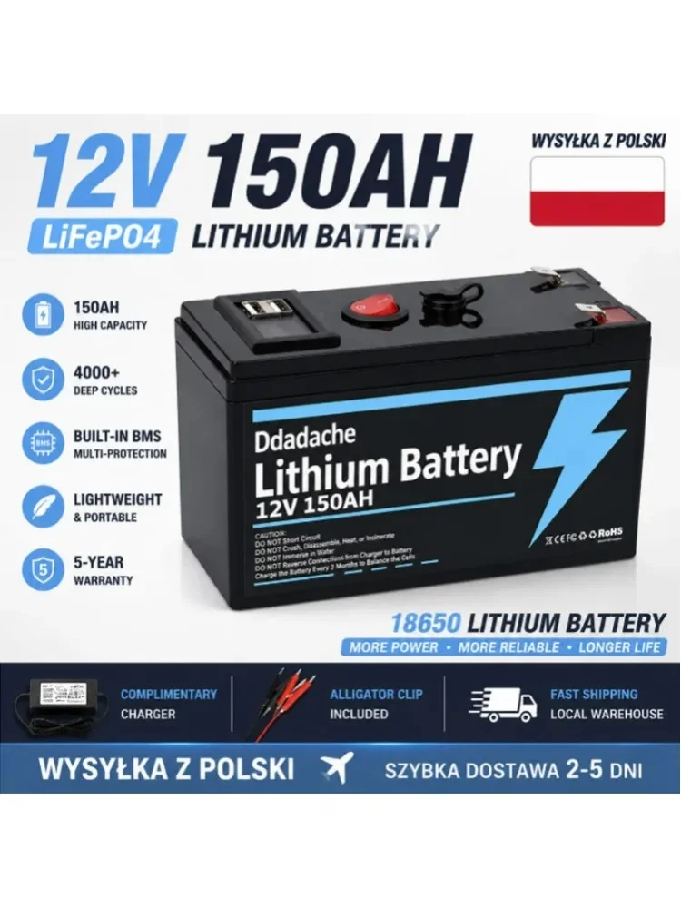 Schnelle EU-Lieferung 12V150Ah Lithium-Solarbatterie mit USB für Boot, Camping und netzunabhängigen Anwendungen