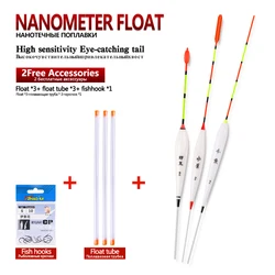 3 Stück Lake River Fishing Float Composite Nano Bobber 1 Schwimmer rohr 1 Beutel Angelhaken 1 Bojen sitz Süßwasser boje Angel geräte