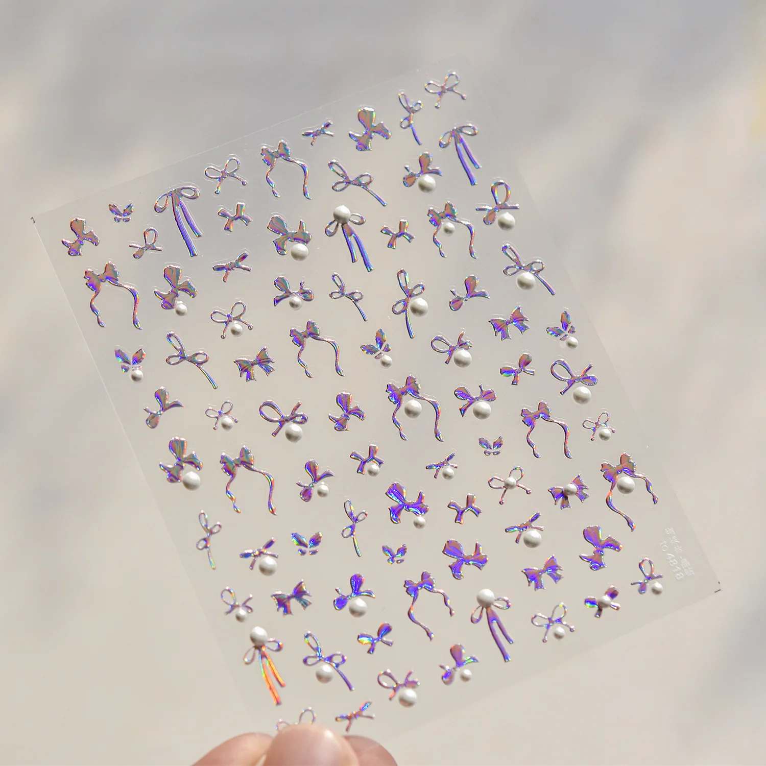 Chic Bowknot ผ้าไหมริบบิ้น Tie Knot Cherry Gold Stamping กาวเงา 5D สติกเกอร์เล็บ Dreamy Tender Elegant เล็บ Decal